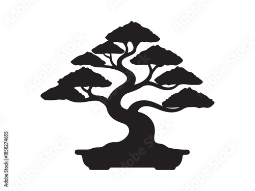 Bonsai Tree Silhouette Decorative Art Design Element