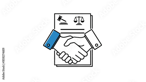 Legal Agreement Handshake Symbolizing Partnership and Justice.