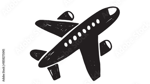 Black Airplane Flying High in Sky