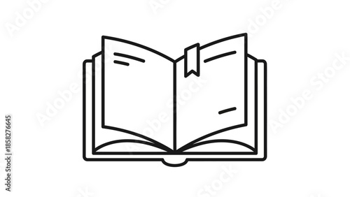 Open Book Icon with Bookmark Symbol.