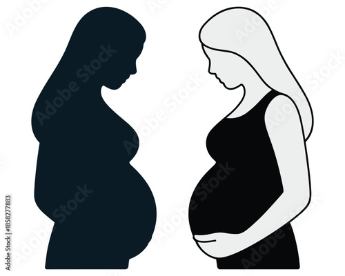 Pregnant women side by side in black and gray
