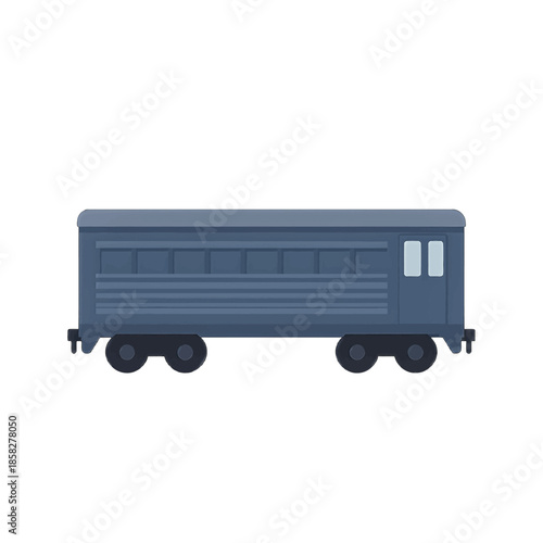 Blue Passenger Train Car with Windows