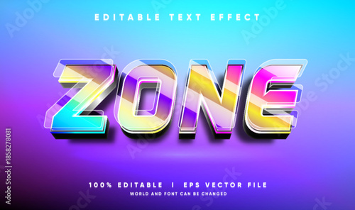 zone fullcolor vector text effect with modern style
