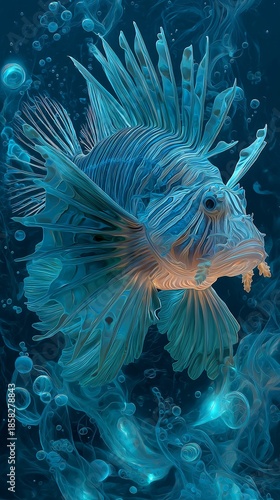 light artwork of a common lion fish