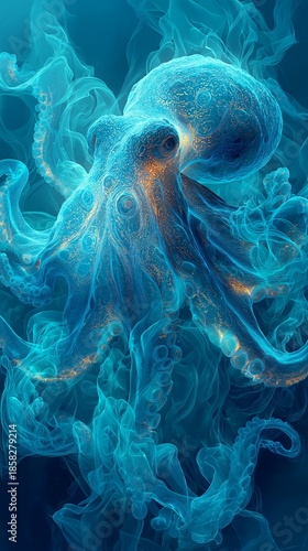 light flow artwork of an octopus