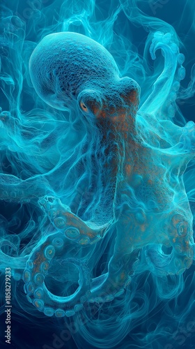 light flow artwork of an octopus