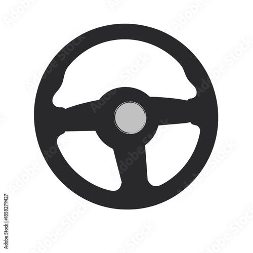 Modern Black Car Steering Wheel Isolated