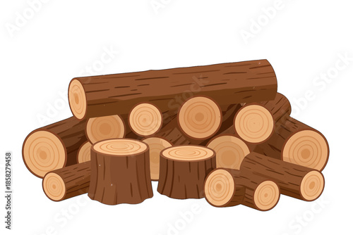 Pile of logs and stumps isolated