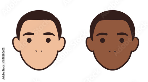 Two Simple Cartoon Male Faces with Neutral Expressions