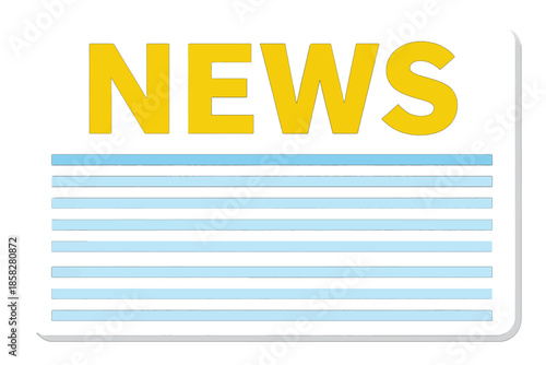 Yellow news text on black and gray striped banner