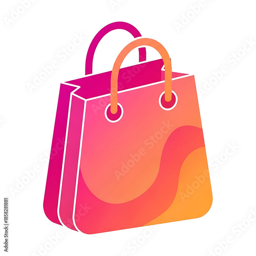 Colorful gradient shopping bag illustration for online retail and purchasing concept