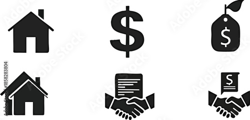 3D illustration of a set of dollar symbols representing money, currency, and financial concepts for business and banking design