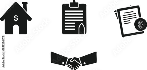 Vector illustration of a technology and business icon set with digital equipment and communication symbols for website and web design