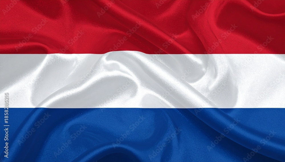 Fototapeta premium Netherlands National Flag – Red, White, and Blue Horizontal Stripes Representing Dutch Identity