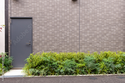 street wall background ,Industrial background, empty grunge urban street with warehouse brick wall