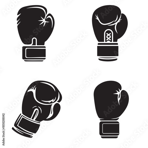 Set of Boxing gloves. silhouette vector design