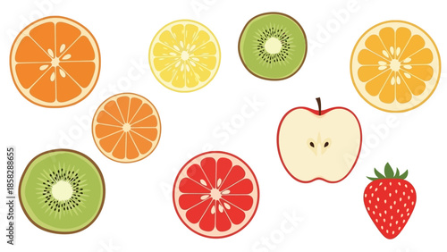 Minimalist Colorful Hand-Drawn Fruit Illustration Collection