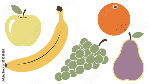 Minimalist Colorful Hand-Drawn Fruit Illustration Collection