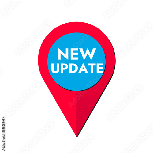 Red-blue vector banner with the text of the new update in the form of a location icon Free Download Red-blue vector banner with the text of the new update in the form of a location icon - GFXLoad