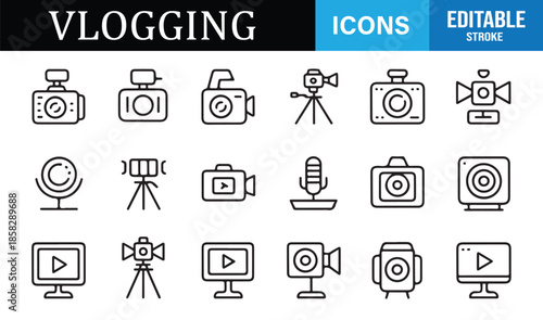 Modern vlogging and video production icons