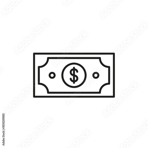Minimalist Line Drawing of a Money Bill for Financial and Business Concepts