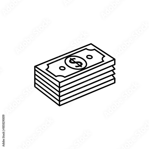 Minimalist Line Drawing of a Stack of Money for Financial and Banking Visuals