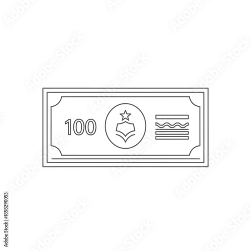 Minimalist Monochrome Illustration of Paper Currency Banknote Design for Financial and Economic Themes