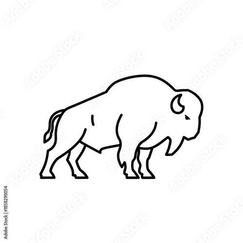 Minimalist Line Drawing of a Bison for Nature and Wildlife Illustration