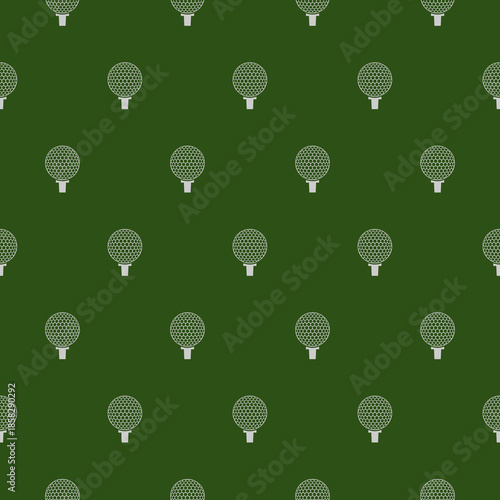 Golf ball on tee seamless pattern isolated on color background