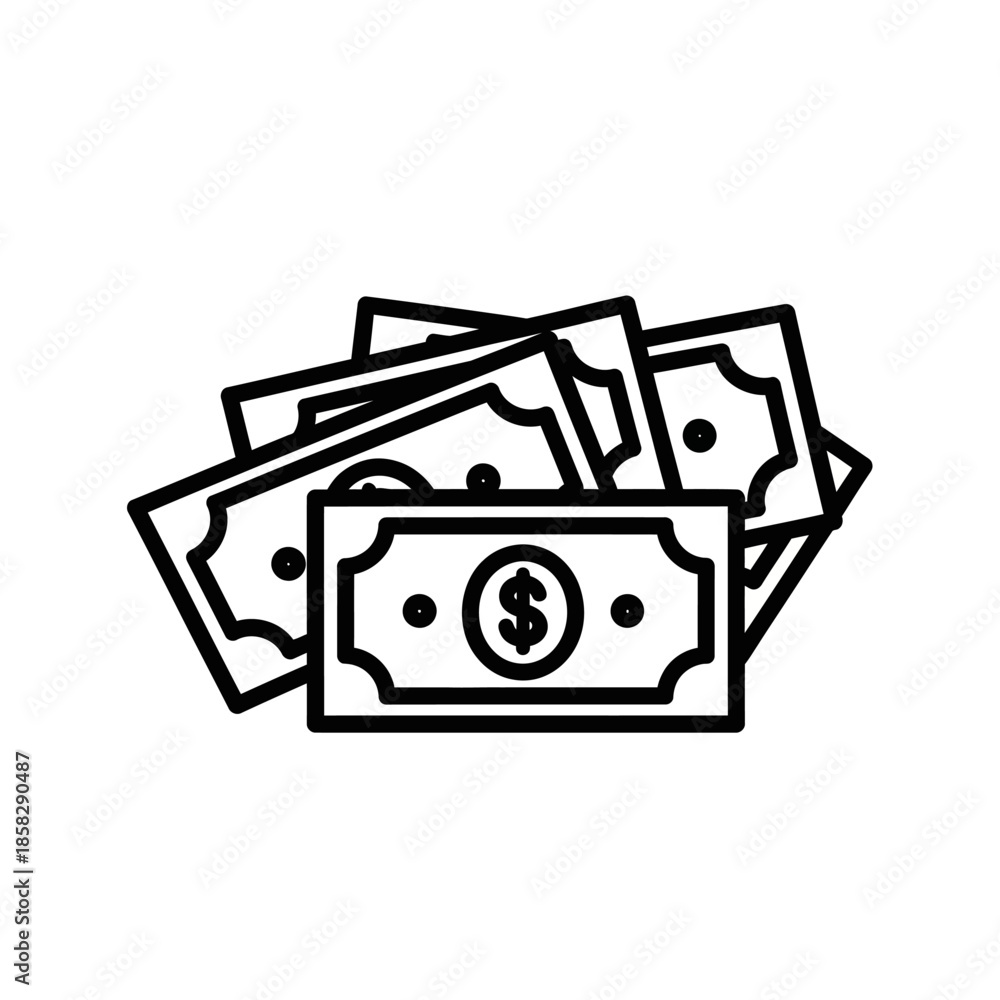 Obraz premium Simple Illustration of Cash Money Bills Stacked for Financial Concept