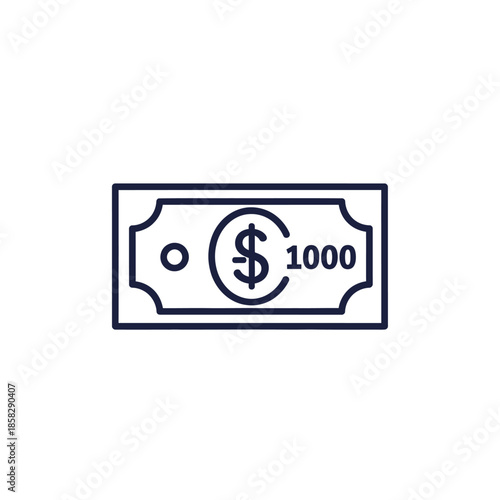 Free Download Minimalist Line Drawing of One Thousand Dollar Banknote Illustration - GFXLoad