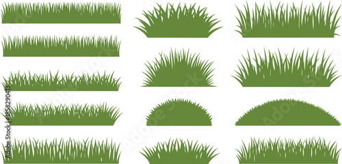 Various green grass silhouettes for landscaping designs