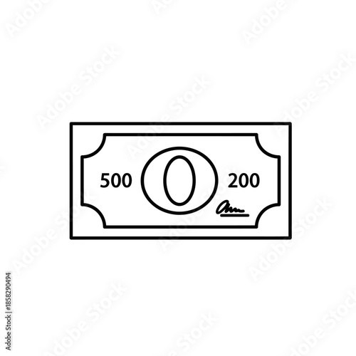 Simple Hand-drawn Illustration of a Monetary Note for Financial Concepts