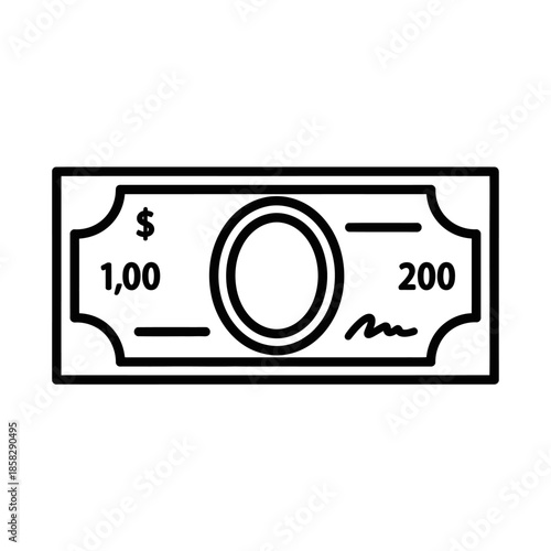 Simple Hand-drawn Illustration of a One Dollar Bill for Financial Concepts