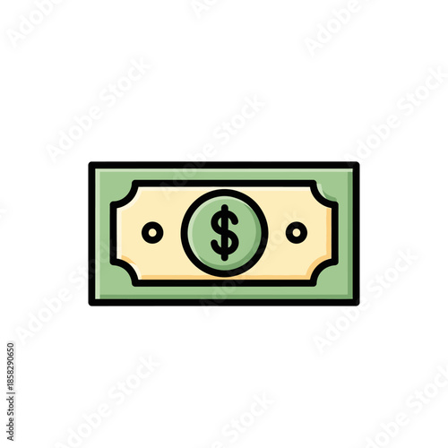 Free Download Simple Illustration of a One Dollar Bill for Financial or Economic Concepts - GFXLoad