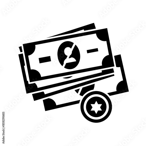 Simple Illustration of Paper Money and Coin for Financial Concepts