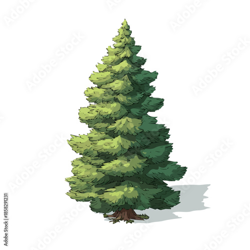 Chilean Pine Tree, rendered in a minimalist 2D flat vector icon style against a pure white backdrop