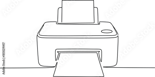 Home Office Printer Line Art Illustration