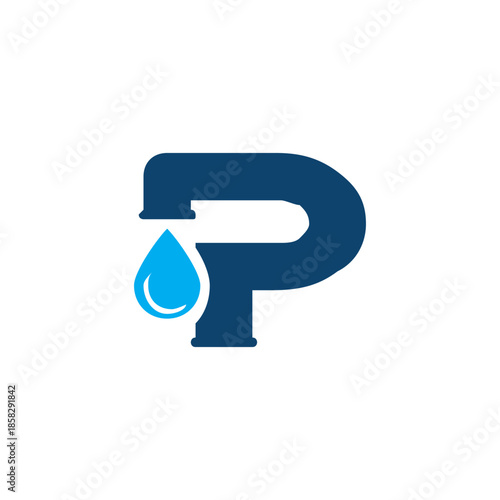 Water pipe letter p logo