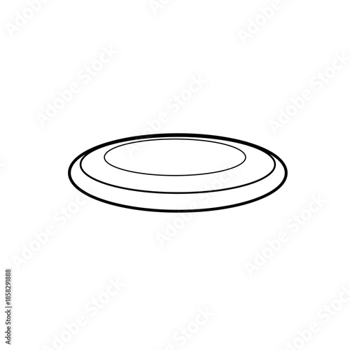 Flying disc outline vector illustration, simple line art sports equipment icon, isolated on white background.