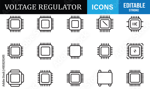 Power regulation and microchip line icons
