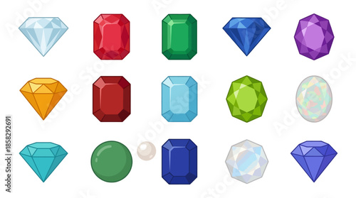 Collection of Colorful Diamonds and Jewels.