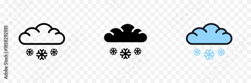 Snow weather icons cloud snowfall minimal outline vector illustration