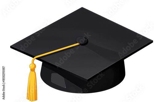 Black graduation cap with yellow tassel
