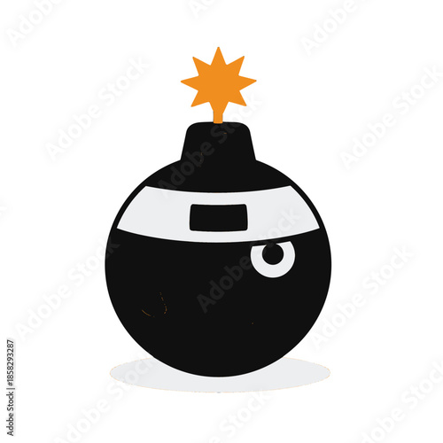 Cartoon bomb character with lit fuse
