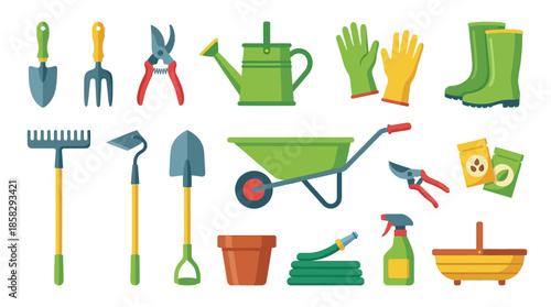 Gardening Tools and Equipment Set.