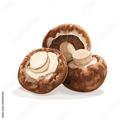 Flat-design 2D vector artwork of a Stuffed Mushrooms, styled as an icon and isolated against white background