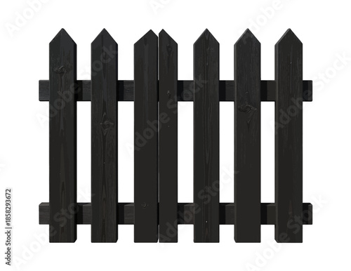 Dark wooden picket fence with pointed tips
