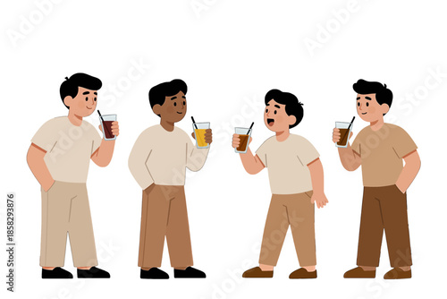 Four men drinking and chatting together