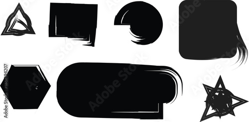 Collection of abstract black shapes on white background